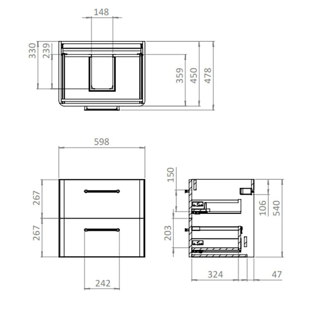 Britton Wall Mounted Vanity Unit Britton Camberwell Wall Mounted 1000mm Vanity Unit with Basin or Worktop