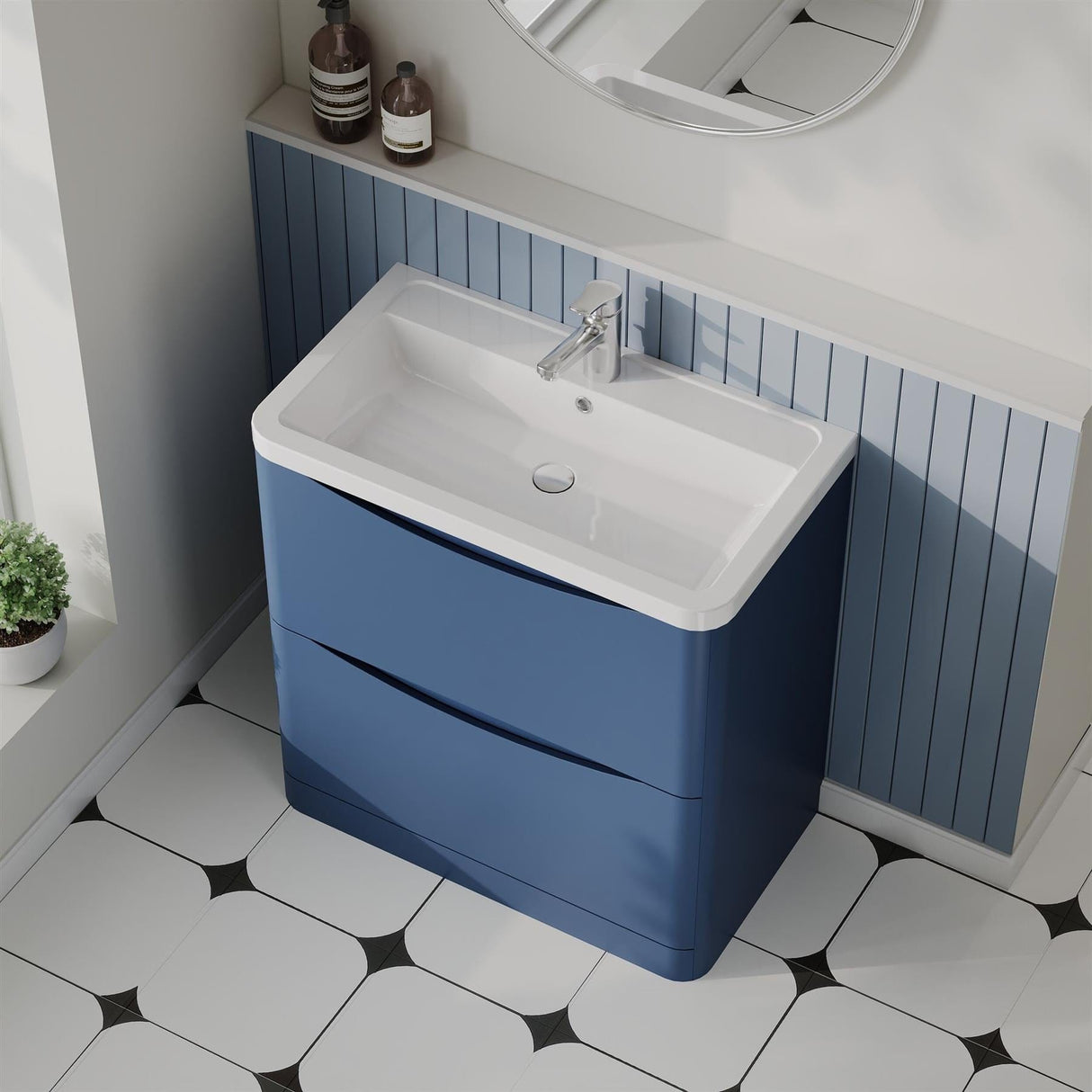 Aquarius Bathrooms Floor Standing Vanity Unit Aquarius Seren 800mm Floor Standing Two Drawer Vanity Unit with Basin