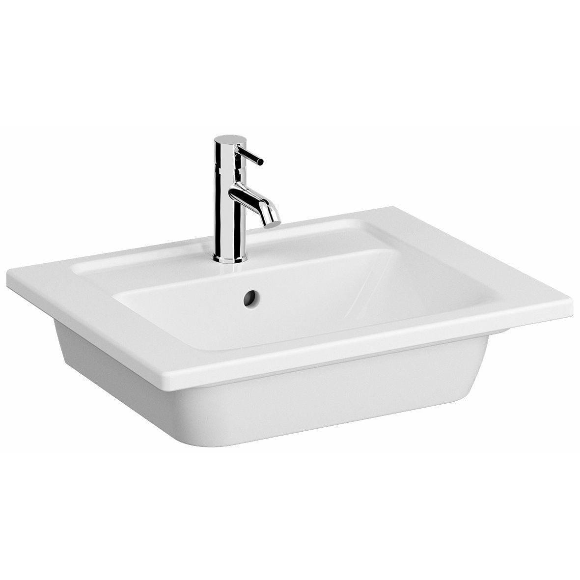 VitrA Root Classic Wall Mounted 2 Drawer 600mm Vanity Unit with One Tap Hole Basin