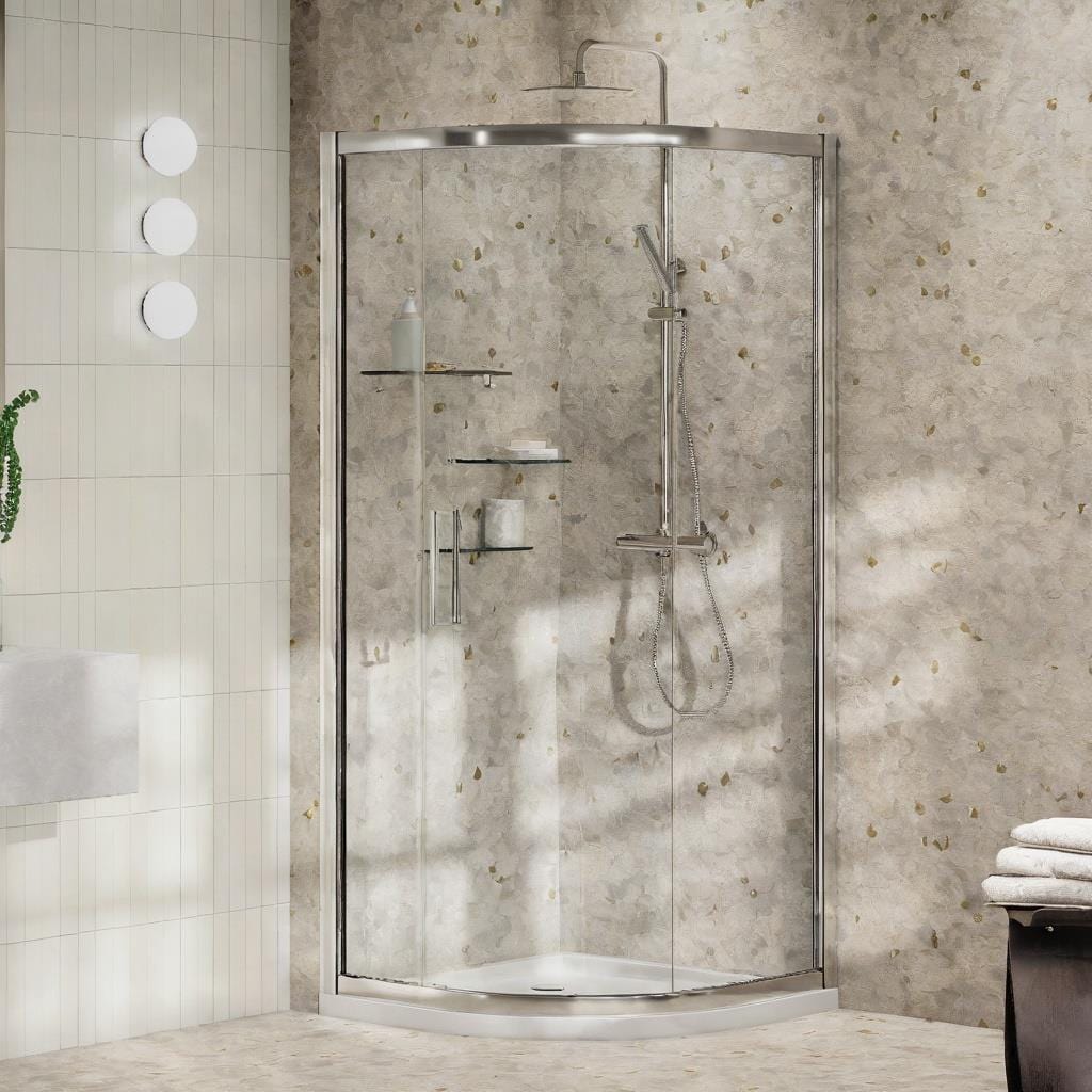 Aquarius Quadrant Shower Enclosure Silver / 1000mm Aquarius Pluvia 8mm Quadrant Single Sliding Shower Door