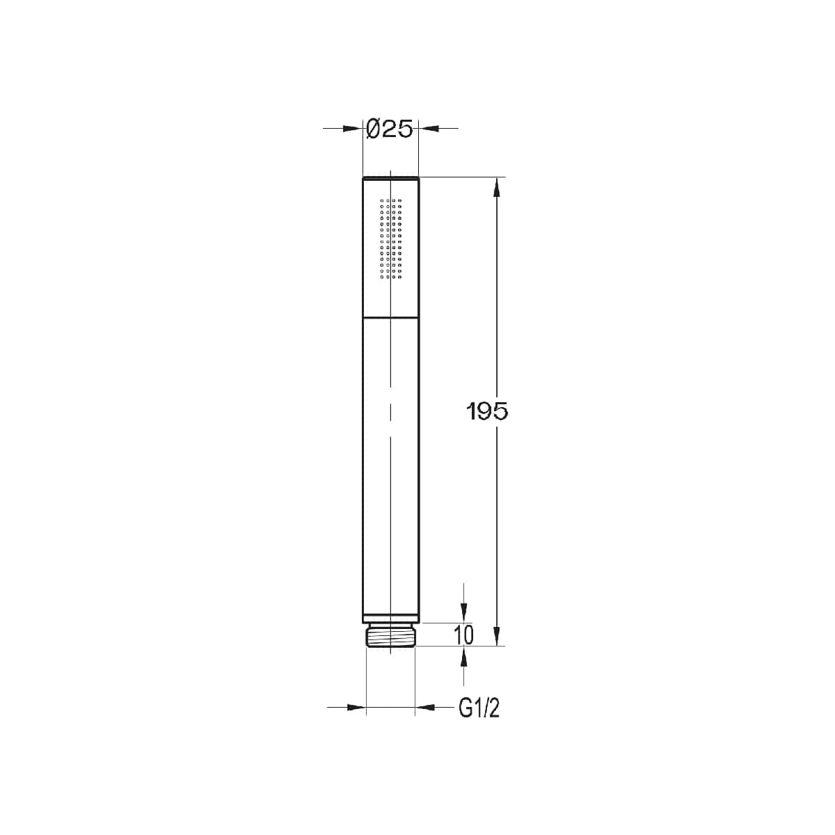 Flova Shower Handset Imex Solid Brass Single Function Pencil Shower Handset