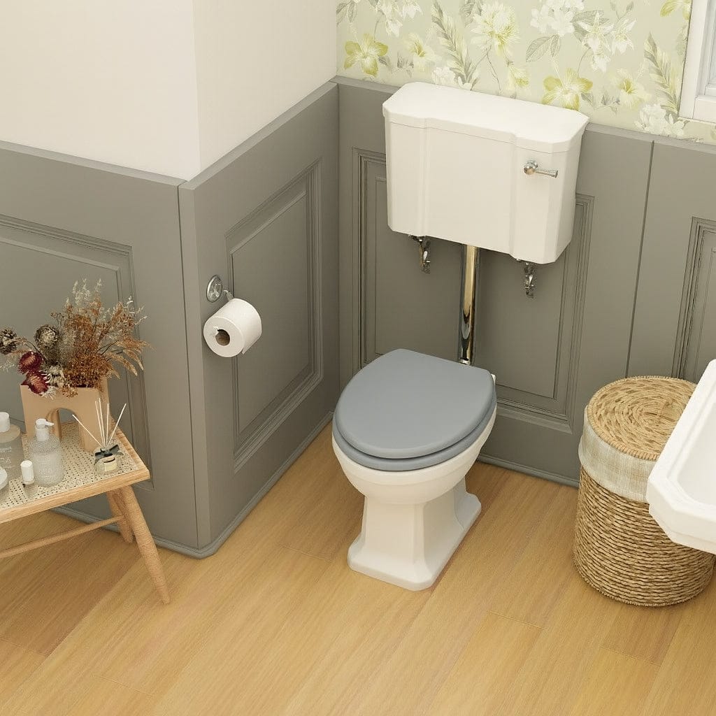 Imex Low Level Toilet Grey Imex Wyndham Traditional Low Level Toilet with Soft Close Wooden Seat
