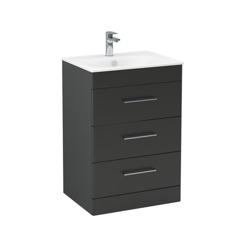 Imex Floor Standing Vanity Unit Imex Croma Floor Standing Three Drawer 600mm Vanity Unit with 1 Tap Hole Basin Matt Black