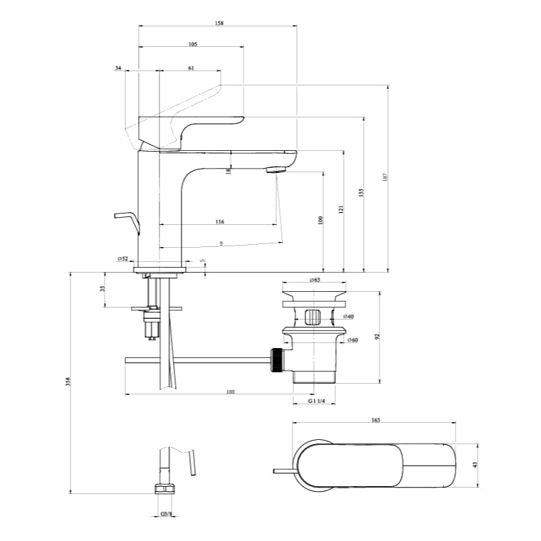 Villeroy & Boch Mono Basin Tap Villeroy & Boch O.Novo Single Lever Basin Mixer Tap with Pop-Up Waste in Chrome
