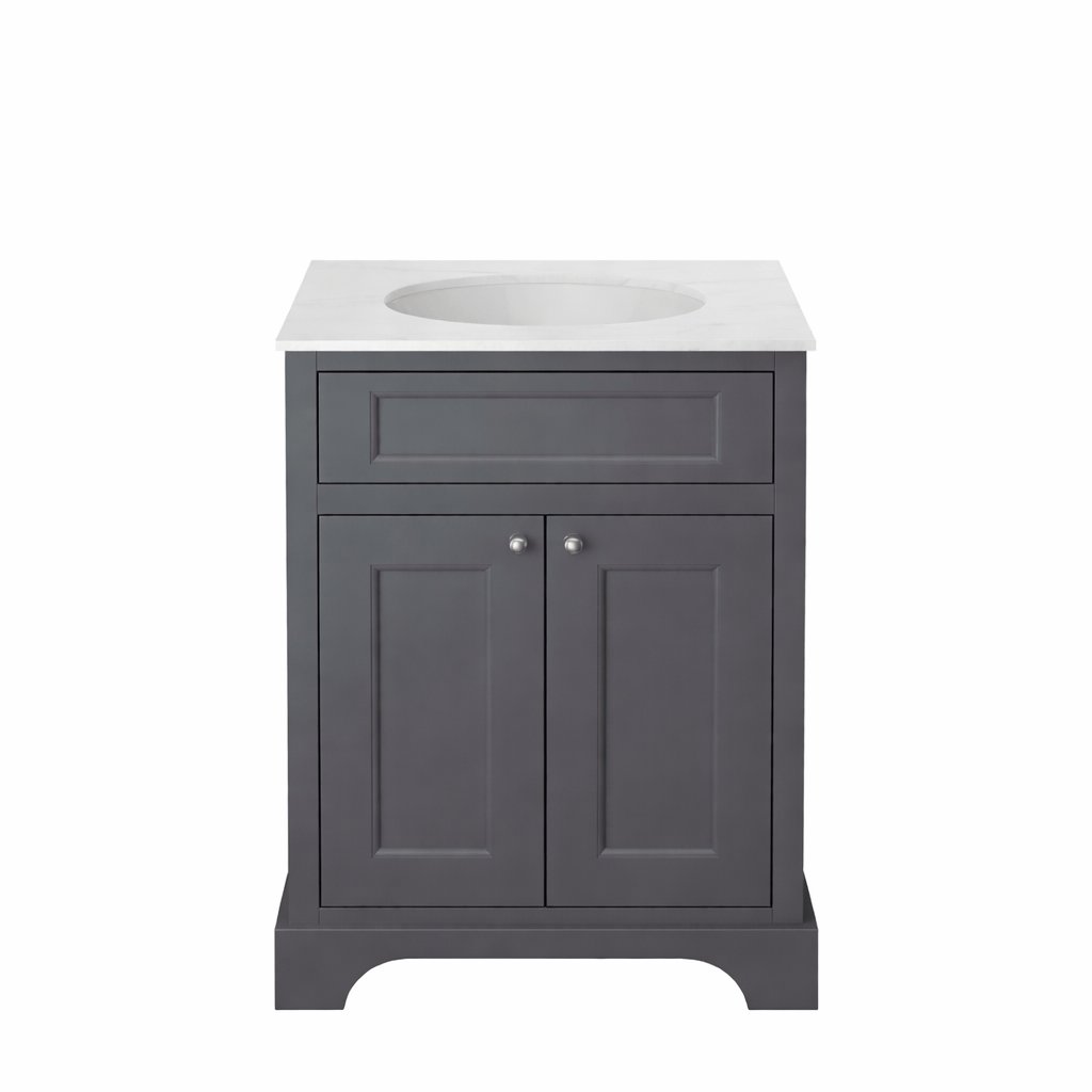 Heritage Floor Standing Vanity Unit Heritage Wilton 600mm Floor Standing Vanity Unit and Basin Bundle in Graphite