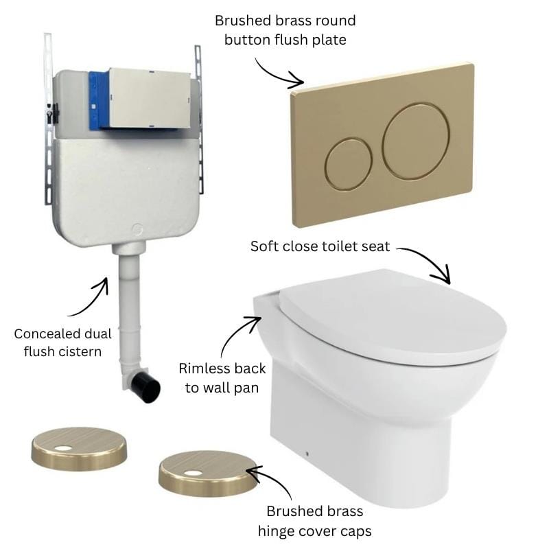 Aquarius Bathrooms Back To Wall Toilet Aquarius Urbano Rimless Back to Wall Toilet Pack with Cistern, Flush Plate, Soft Closing Seat and Hinge Covers