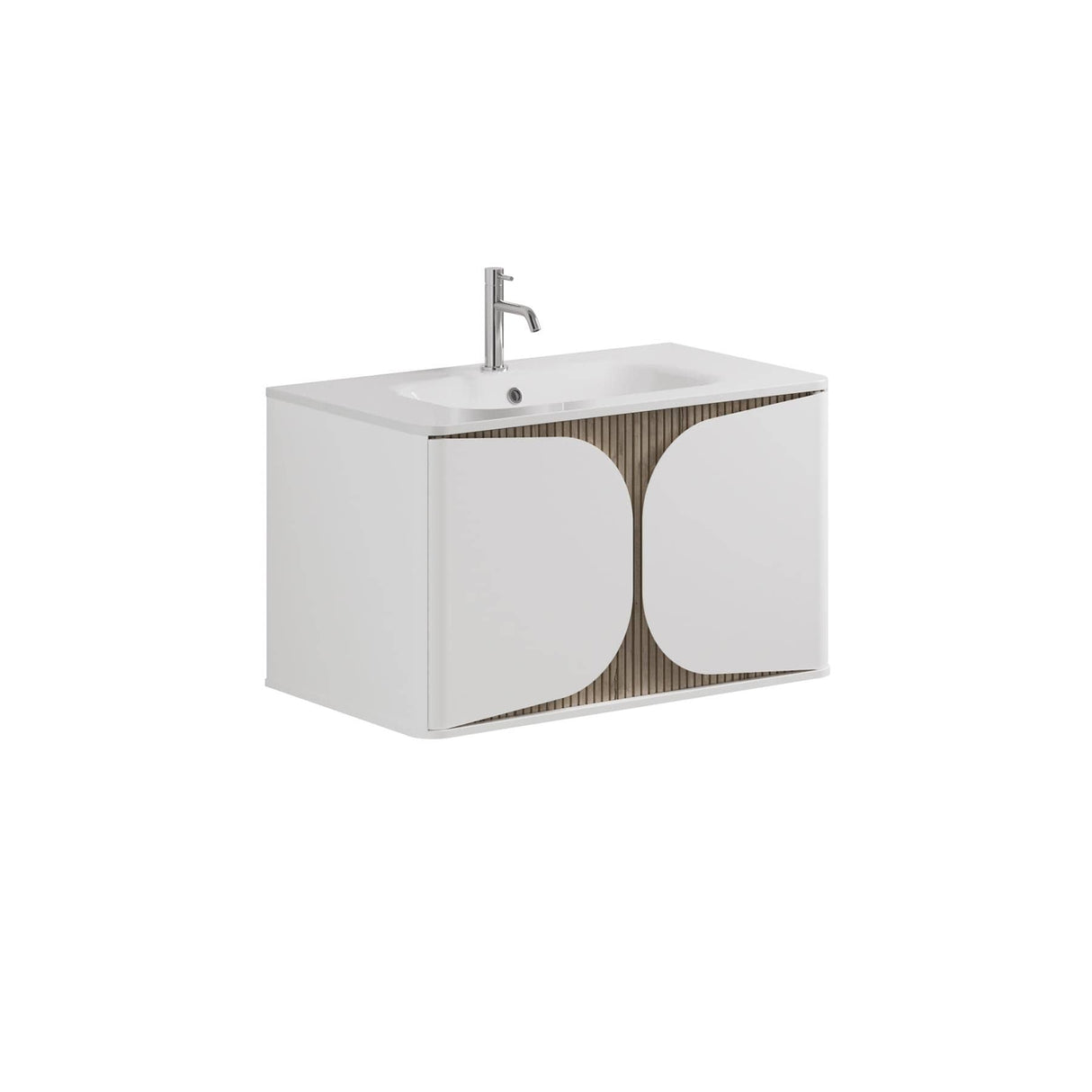 Crosswater Wall Mounted Vanity Unit Crosswater Tambour 800mm Wall Mounted One Drawer Vanity Unit with Basin or Worktop