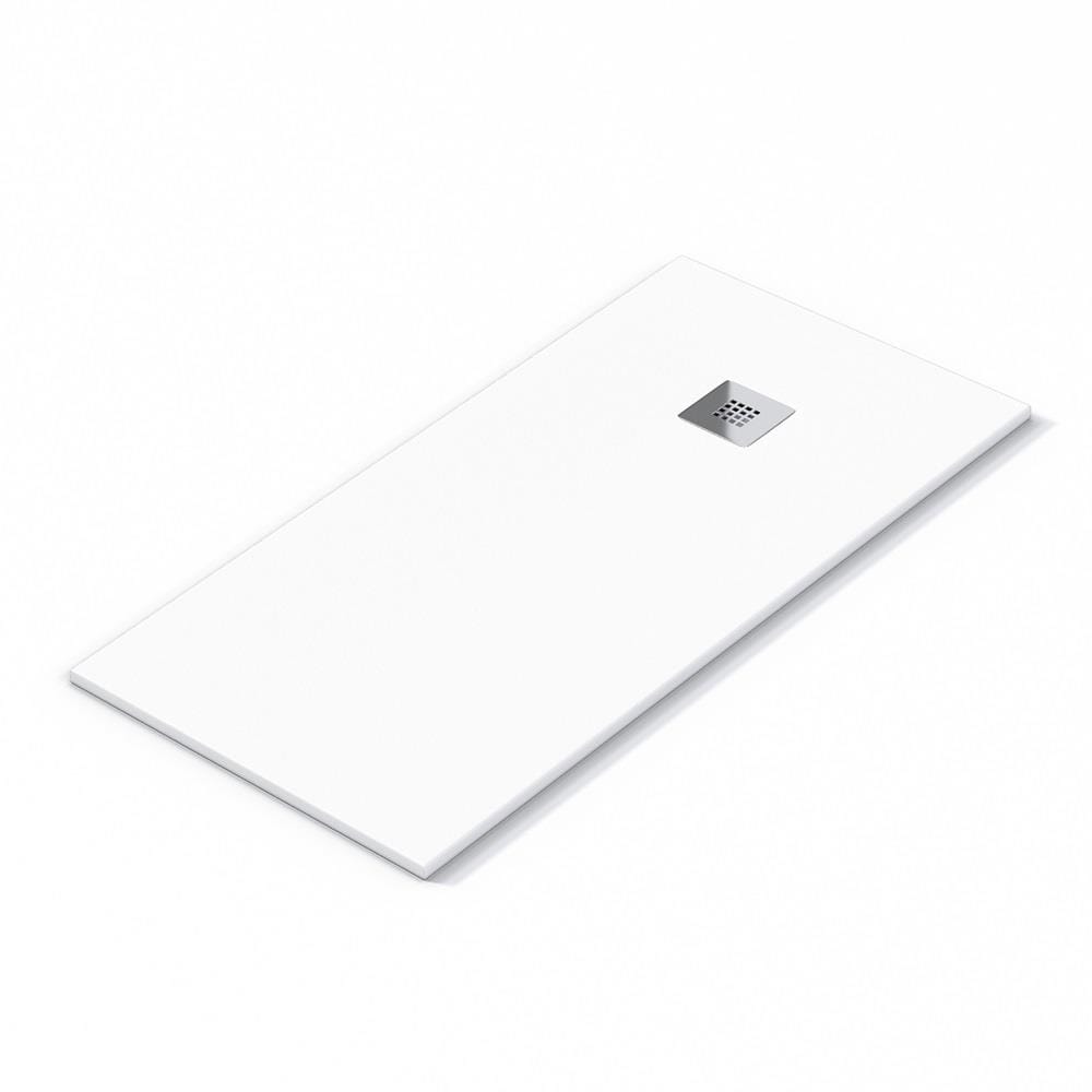 Aquarius Bathrooms Rectangle Shower Tray Aquarius Honiston Mineral Composite Slate Effect Shower Tray in Arctic White