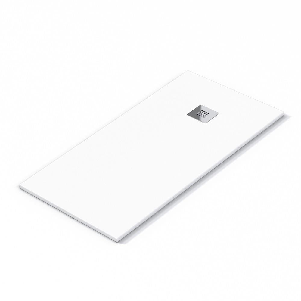 Aquarius Rectangle Shower Tray Aquarius Honiston Mineral Composite Slate Effect Shower Tray in Arctic White