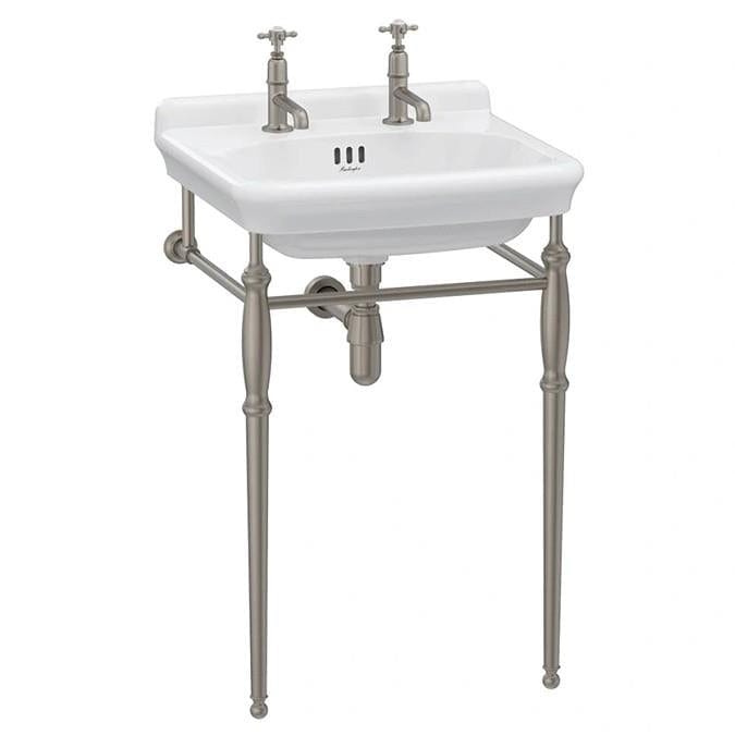 Burlington Wall Hung Basin 560mm / 3 / Brushed Nickel Washstand Burlington Guild Basin with Pedestal or Washstand