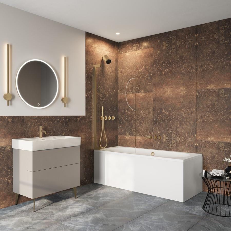 Crosswater Bath Screen Brushed Brass Crosswater Asura 8mm Hinged Bath Screen - 900 x 1500mm