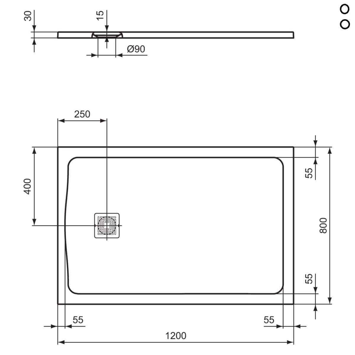 Ideal Standard Rectangle Shower Tray Ideal Standard Ultra Flat S+ Shower Tray 30mm including Waste