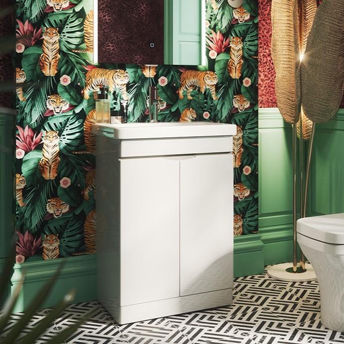 Saneux Floor Standing Vanity Unit Saneux Indigo Vanity Unit With Basin - 600 x 400mm - Two Door - Floor Standing