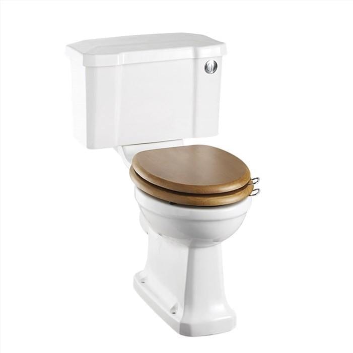 Burlington Close Coupled Toilet 520mm / Button / Chrome Burlington Standard Close Coupled Toilet