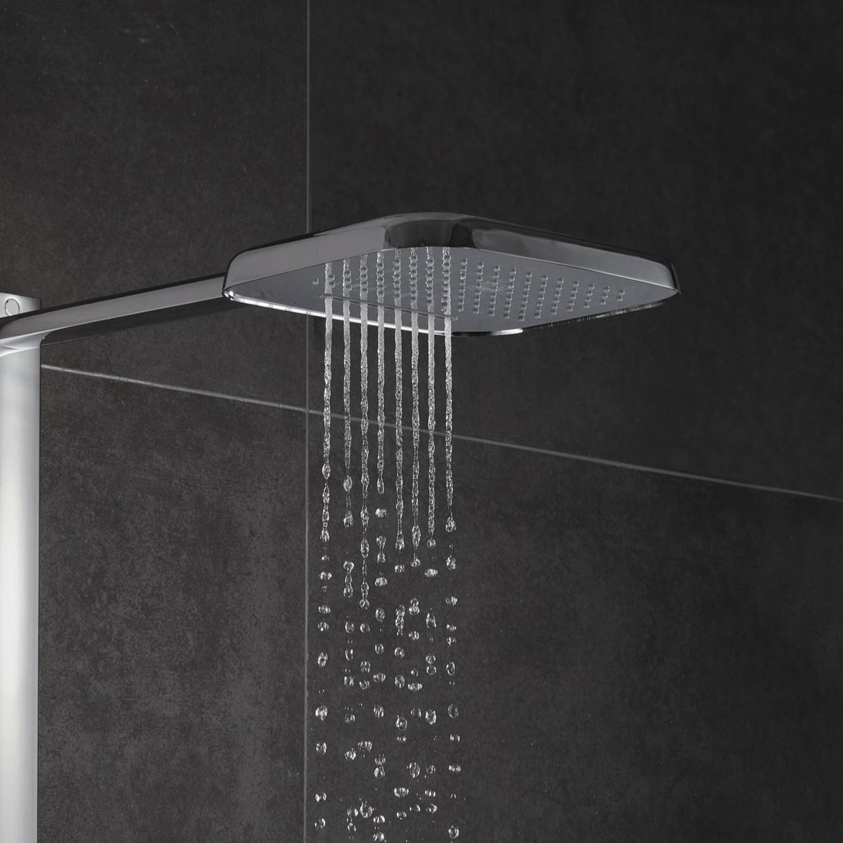 Flova Exposed Shower Set Flova Fusion GoClick Thermostatic Shower Valve Set with Riser, Rainshower Head and Shower Handset