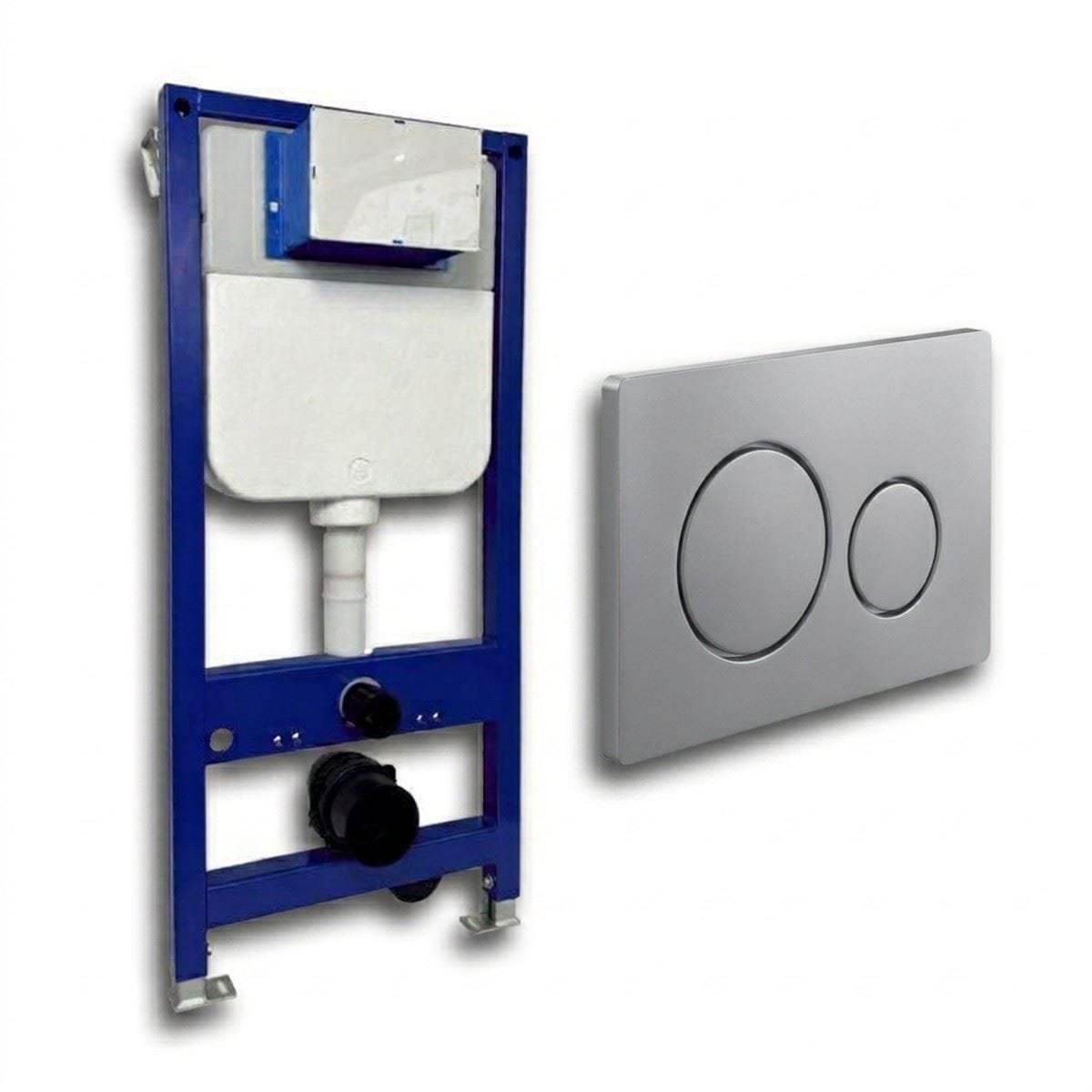 Aquarius Bathrooms Wall Hung WC Frame Chrome / Round Buttons Aquarius Urbano 1080mm Frame and Cistern with Flush Plate