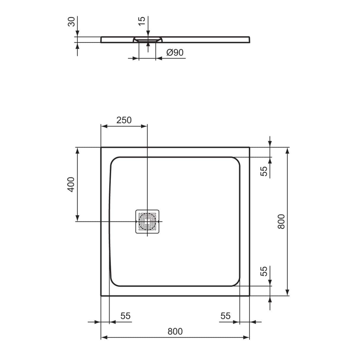 Ideal Standard Rectangle Shower Tray Ideal Standard Ultra Flat S+ Shower Tray 30mm including Waste