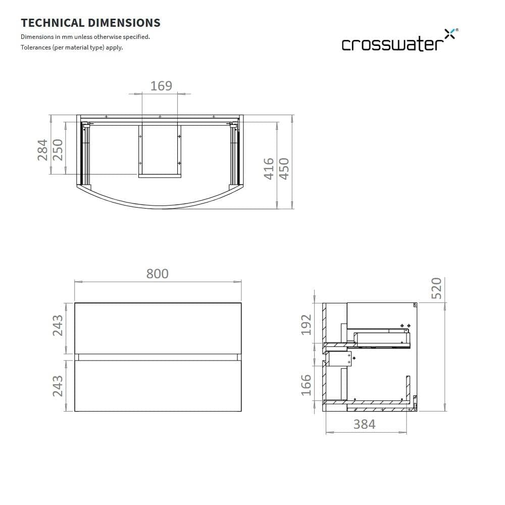 Crosswater Wall Mounted Vanity Unit Crosswater Svelte Wall Hung Vanity Unit with Basin