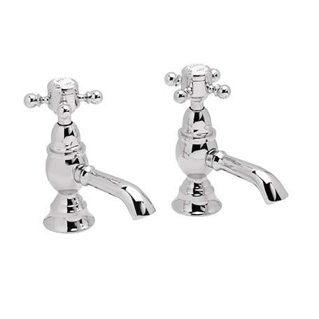 Heritage Pillar Basin Tap Chrome Heritage Hartlebury Basin Pillar Taps (Pair)