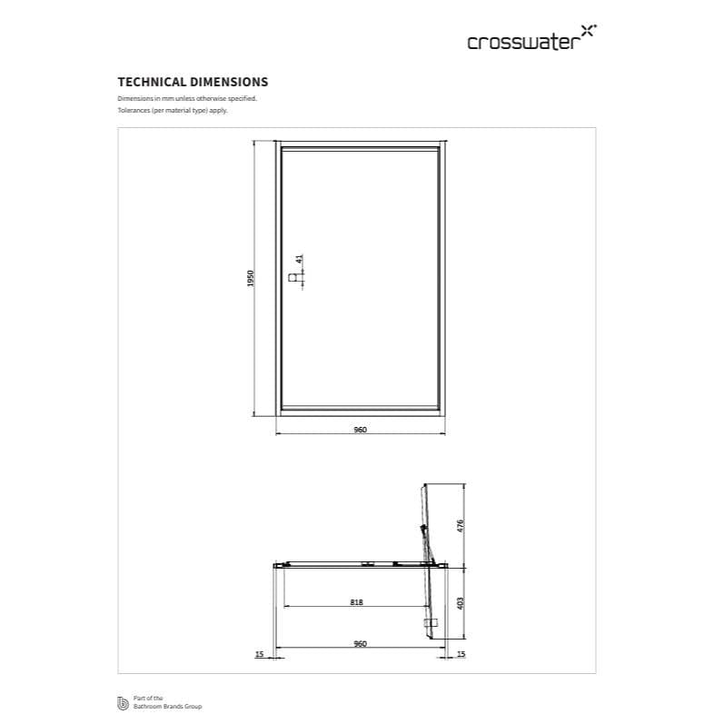 Crosswater In-Fold Shower Door Crosswater Clear 6 Infold Shower Door