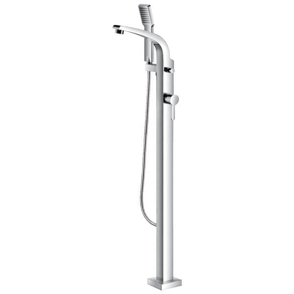Flova Freestanding Bath Filler Flova Essence Floor Standing Bath and Shower Mixer with Shower Set in Diamond Chrome