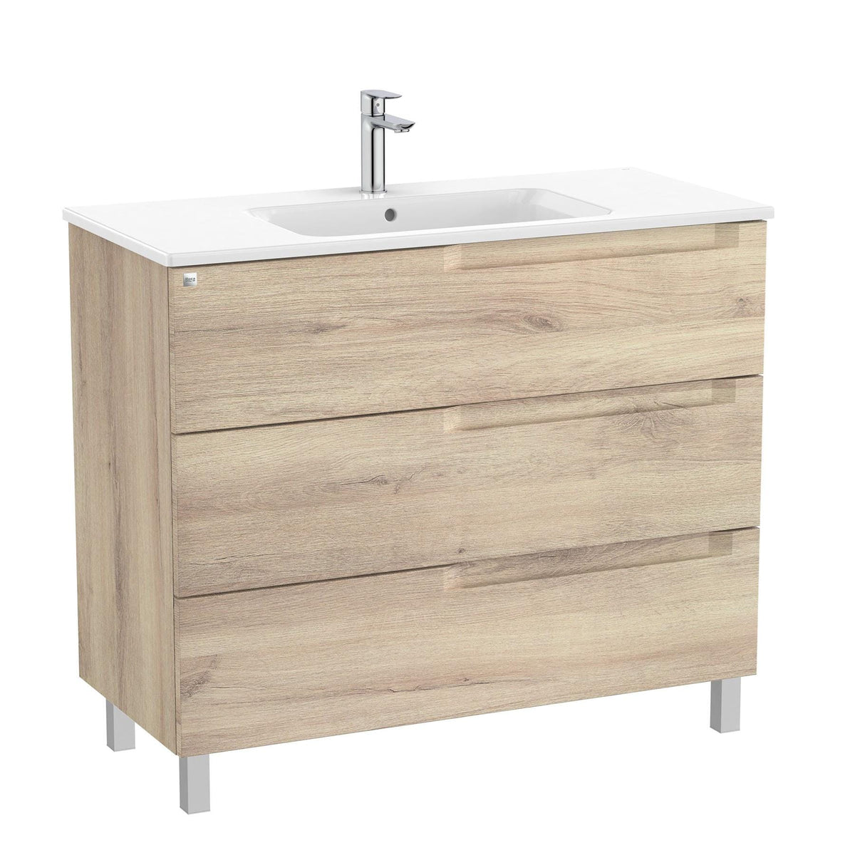 Roca Floor Standing Vanity Unit Roca Aleyda 1000mm Floor Standing Three Drawer Vanity Unit with Basin