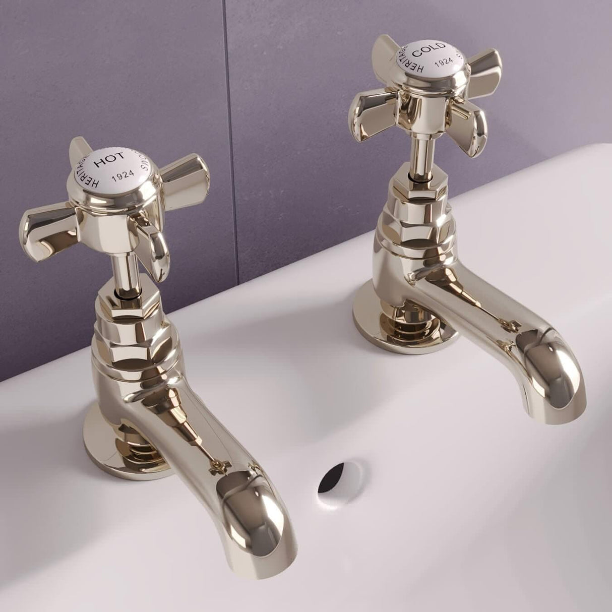 Heritage Pillar Basin Tap Vintage Gold Heritage Dawlish Short Nose Basin Pillar Taps (Pair)