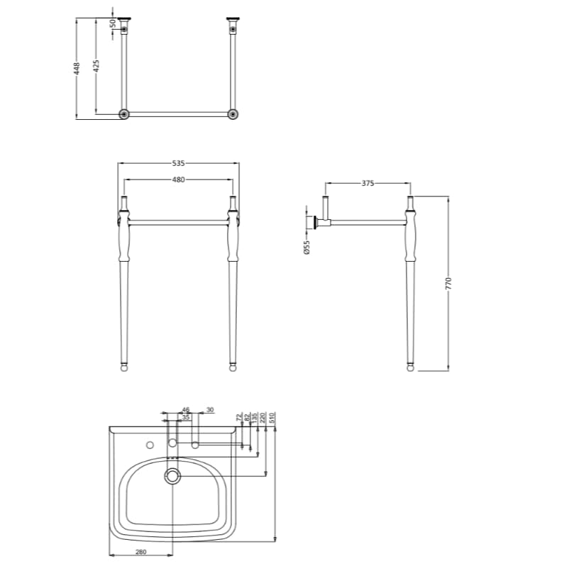 Burlington Wall Hung Basin Burlington Guild Basin with Pedestal or Washstand