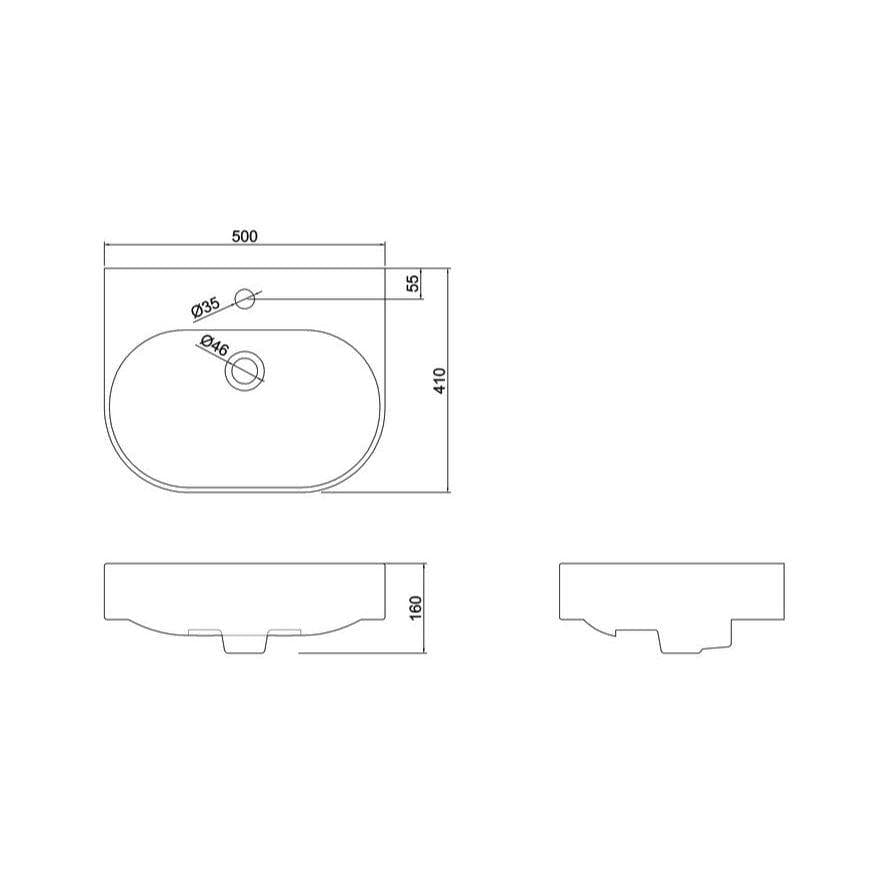 Britton Pedestal Basin Britton Trim 500mm 1 Tap Hole Basin