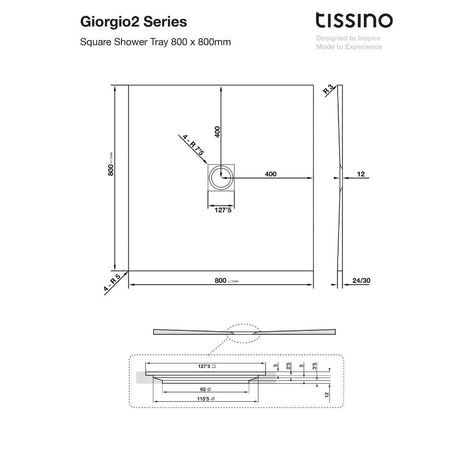 Tissino Giorgio2 Rectangle Shower Tray in White Slate