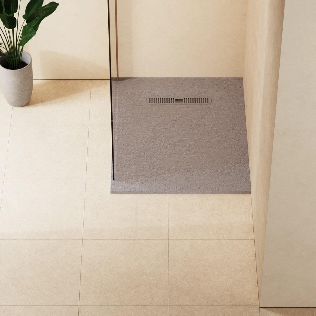 Crosswater Rectangle Shower Tray Light Grey / 800 x 1000 Crosswater Vito Textured Rectangle Shower Tray with Waste