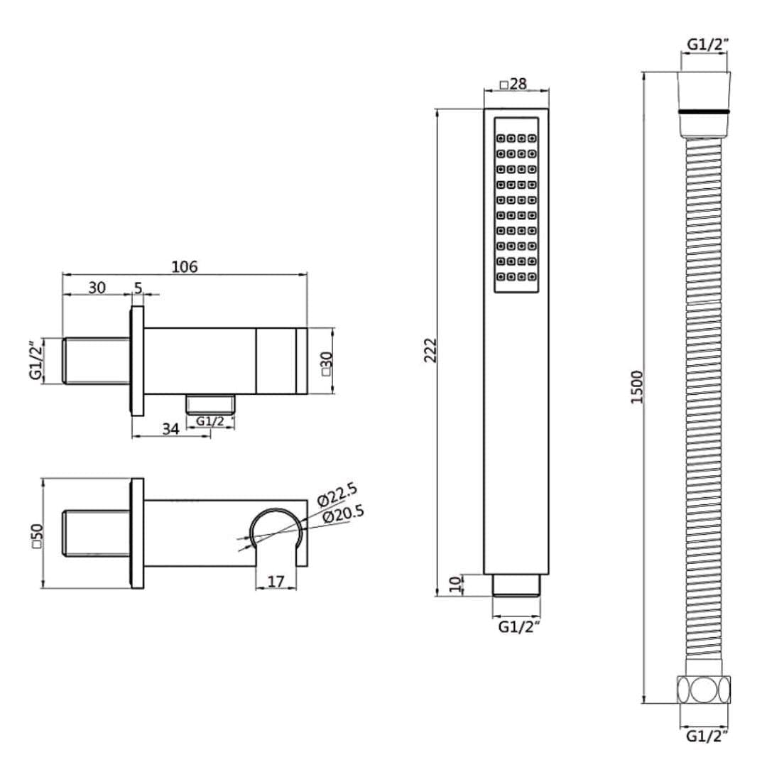 Aquarius Shower Handset Aquarius RainLux Integrated Outlet Round Handheld Shower Kit