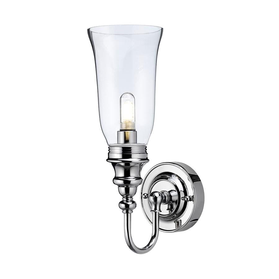 Burlington Bathroom Lighting Burlington LED Ornate Bathroom Wall Light with Clear Glass Vase Shade