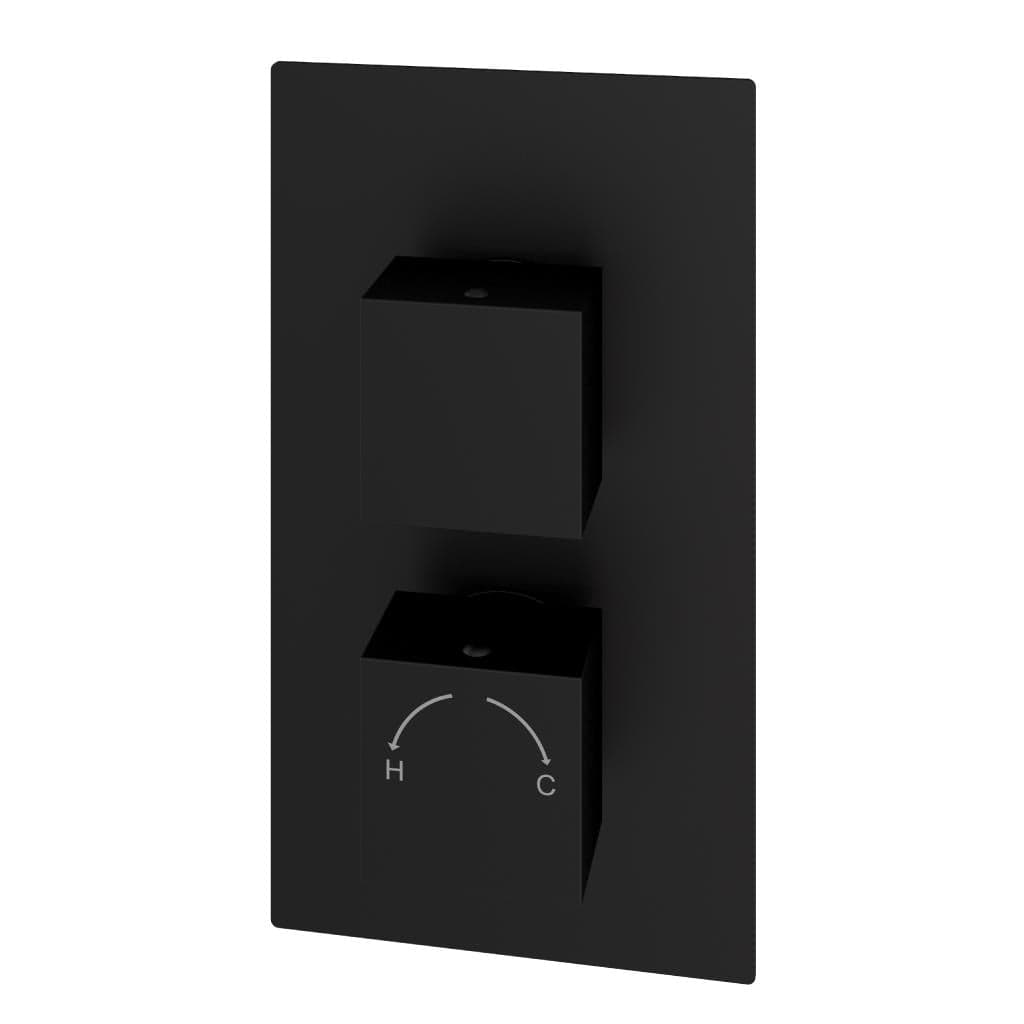 Aquarius Concealed Shower Valve Matt Black Aquarius Modern Square Thermostatic Two-Way Concealed Shower Valve