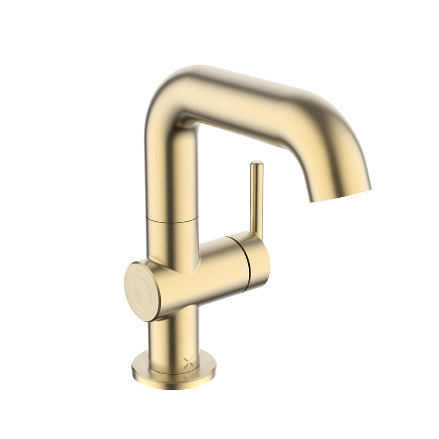 Crosswater Mono Basin Tap Brushed Brass Crosswater 3ONE6 Lever Basin Mixer Tap Swivel Spout