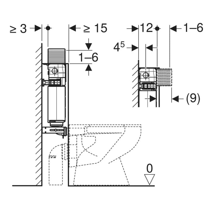 Geberit Concealed Cistern Geberit Duofix Alpha 820mm Compact Concealed Cistern