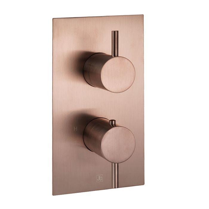 JTP Concealed Shower Valve Brushed Bronze JTP VOS 1 Outlet, 2 Handle, Concealed Thermostatic Shower Valve