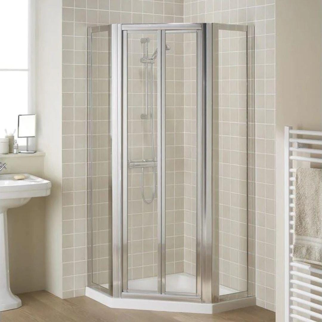 UK Bathroom Store Pentagon Shower Enclosure Bi-Fold Lakes Pentagon Shower Enclosure with Shower Tray