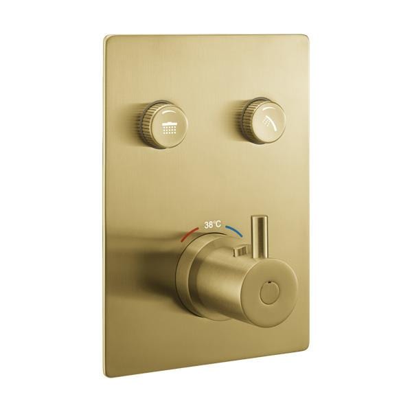 Flova Concealed Shower Valve Brushed Brass Flova Levo Square 2 Outlet GoClick Finishing Set