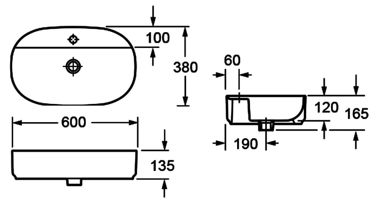 Imex Countertop Basin Imex Essence Countertop Basin - 600mm - White