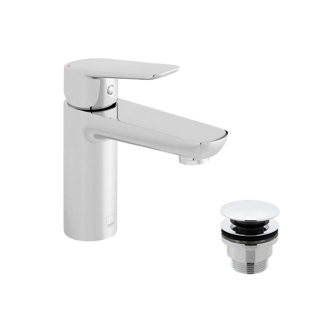VADO Mono Basin Tap Vado Photon Mono Basin Mixer Tap with Universal Waste in Chrome