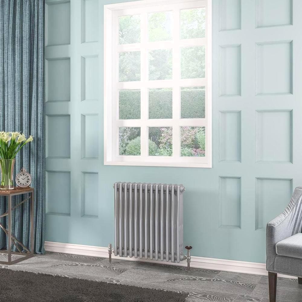 Eastbrook Column Radiator 600 x 608 / Electric Only Eastbrook Rivassa Traditional 3 Column Radiator in Chrome Effect