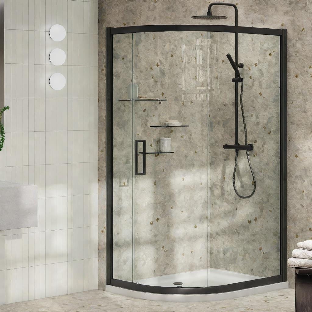 Aquarius Quadrant Shower Enclosure Black / 1200mm x 800mm Aquarius Pluvia 8mm Quadrant Single Sliding Shower Door