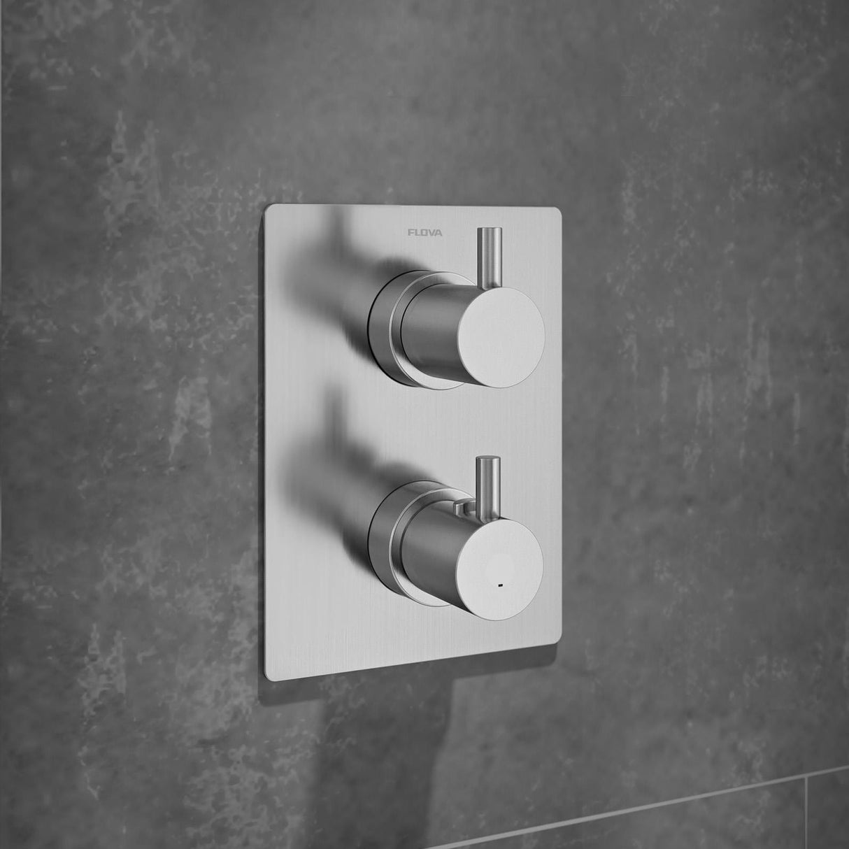 Flova Concealed Shower Valve Brushed Nickel Flova Levo Square 1, 2 or 3 Outlet SlimBOX Finishing Set