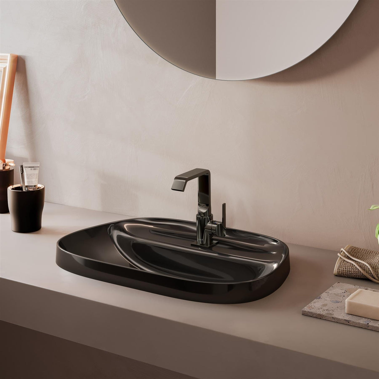 VitrA Mono Basin Tap Gloss Black VitrA Suit Basin Mixer Tap with Side Lever