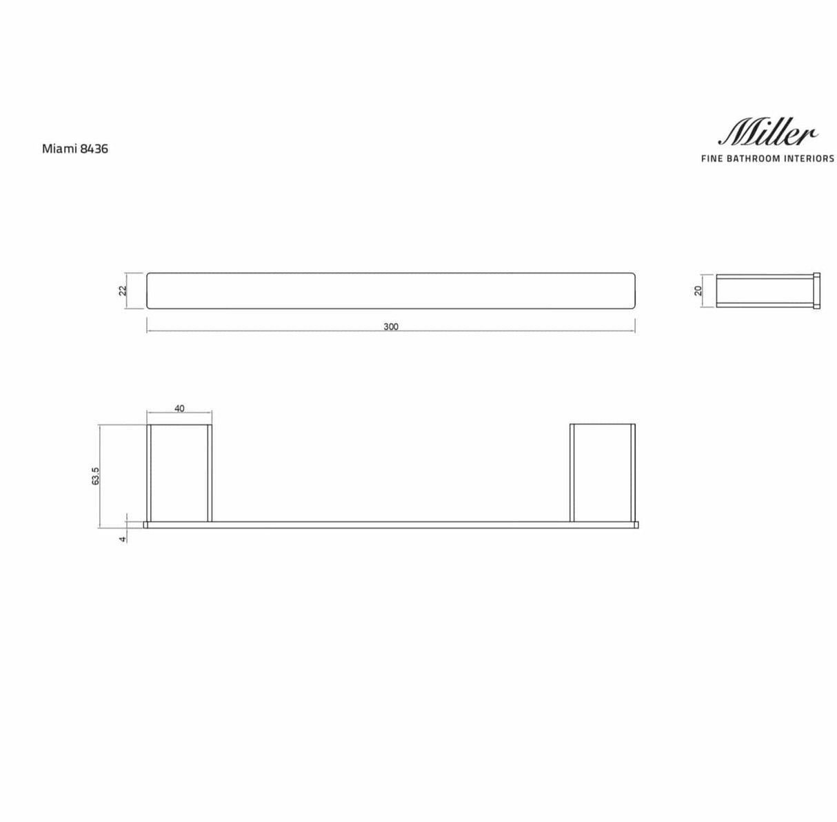 Miller Towel Rails and Rings Miller Miami Towel Rail