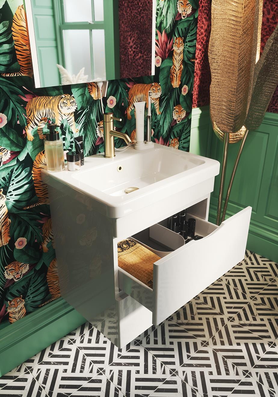 Saneux Wall Mounted Unit Saneux Indigo Vanity Unit With Basin - 600 x 400mm - Two Drawer - Wall Mounted