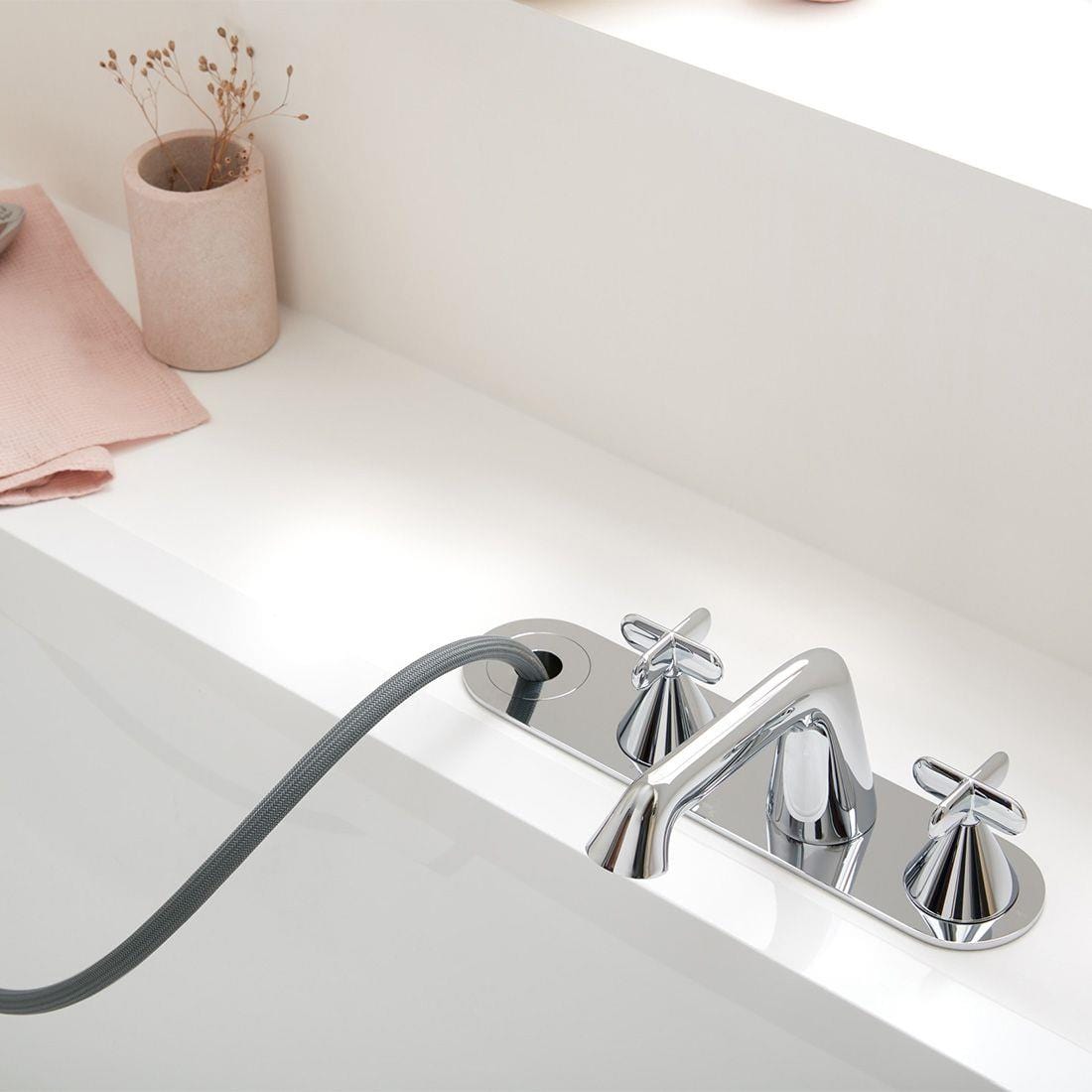 VADO Bath Shower Mixer Vado Arrondi Thermonstatic Bath Shower Mixer Tap with Cross Handles - Chrome - ARR-232T-CP