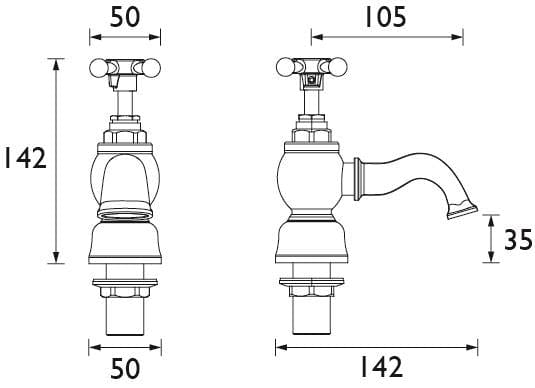 Heritage Pillar Bath Tap Heritage Trinity Bath Pillar Taps (Pair) in Chrome