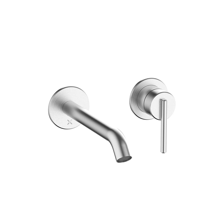 Crosswater Wall Mounted Basin Tap Stainless Steel Crosswater 3ONE6 Lever 2 Hole Wall Mounted Basin Mixer Tap